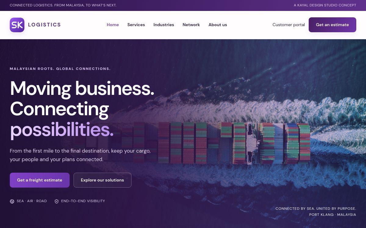 SK Logistics homepage website design preview
